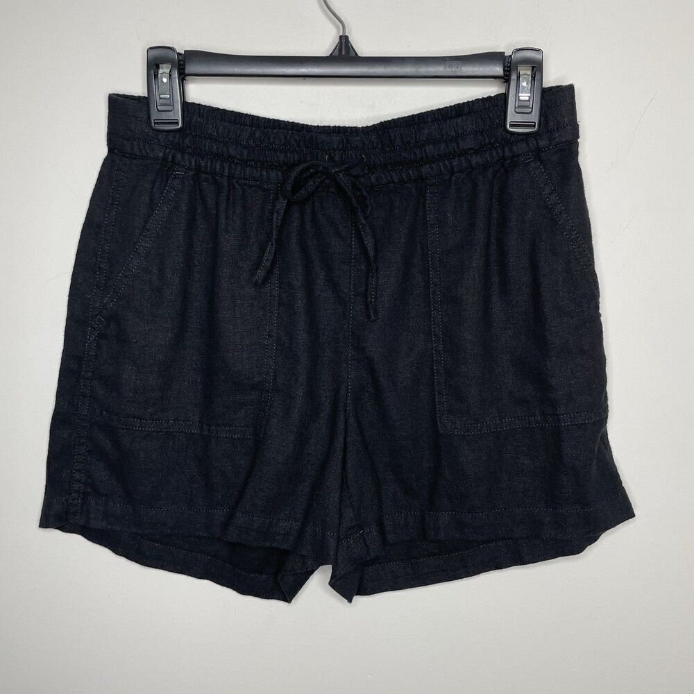 J.CREW Linen Blend Shorts Women XS Black Pull-On NEW Drawstring BY442